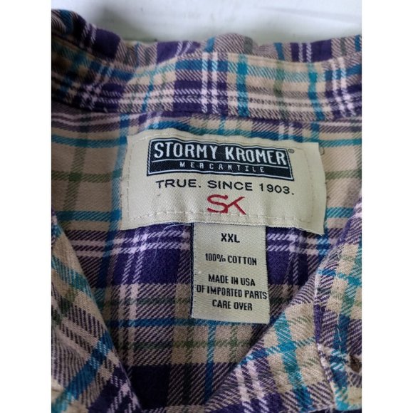 STORMY KROMER Plaid Flannel Long Sleeve WOMENS Size 2XL 100% Cotton Made in USA - Picture 4 of 7